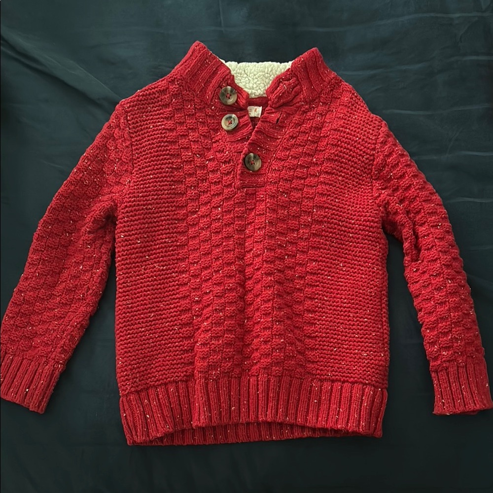 Cozy Red Sweater with Button Detail